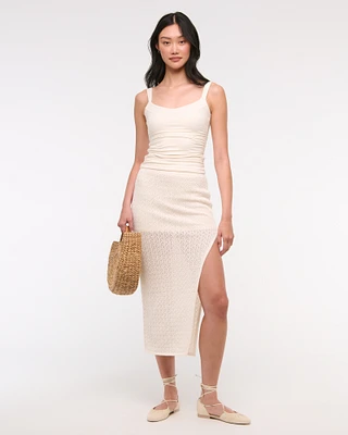 Mid Rise Crochet-Style Maxi Skirt