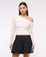 Drop-Waist Bubble Hem Mini Skort