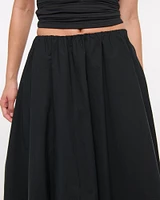 Mid Rise Bubble Hem Maxi Skirt