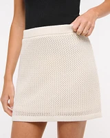 Mid Rise Crochet-Style Mini Skirt