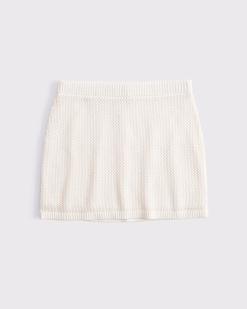 Mid Rise Crochet-Style Mini Skirt