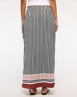 High Rise Scarf Style Wrap Maxi Skirt