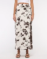 Mid Rise Wrap Maxi Skirt