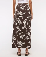 Mid Rise Wrap Maxi Skirt