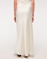 Mid Rise Satin Maxi Skirt