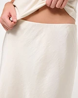 Mid Rise Satin Maxi Skirt