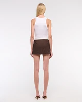 Mid Rise Wrap Mini Skort