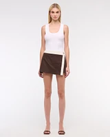 Mid Rise Wrap Mini Skort