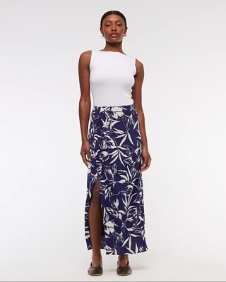 Mid Rise Sarong Maxi Skirt