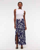 Mid Rise Sarong Maxi Skirt