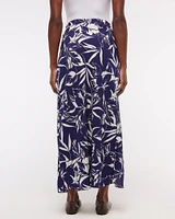 Mid Rise Sarong Maxi Skirt
