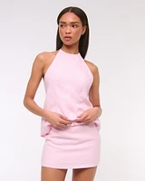 Mid Rise Premium Linen Belted Mini Skort