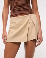 Mid Rise Tailored Micro Wrap Mini Skort