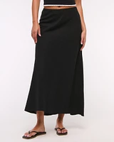 Mid Rise Linen-Blend Maxi Skirt