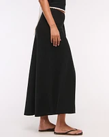 Mid Rise Linen-Blend Maxi Skirt