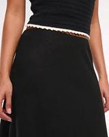 Mid Rise Linen-Blend Maxi Skirt