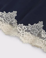 High Rise Satin Lace-Hem Midi Skirt