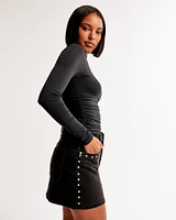 Denim Studded Mini Skirt