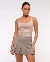 Mid Rise Wide Pleated Mini Skort