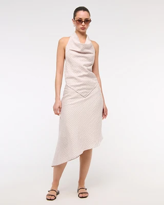 Mid Rise Asymmetrical Hem Midi Skirt