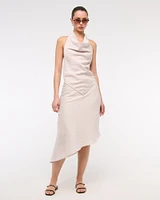 Mid Rise Asymmetrical Hem Midi Skirt