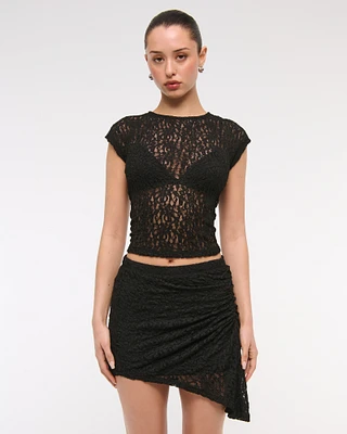 Mid Rise Asymmetrical Hem Midi Skirt