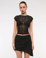 Mid Rise Asymmetrical Hem Midi Skort