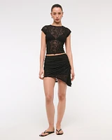 Mid Rise Asymmetrical Hem Midi Skort