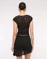 Mid Rise Asymmetrical Hem Midi Skort