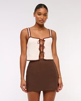 The A&F Scarlett Curve Love Linen-Blend Mini Skort