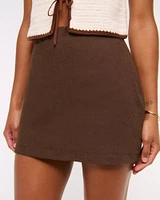 The A&F Scarlett Curve Love Linen-Blend Mini Skort