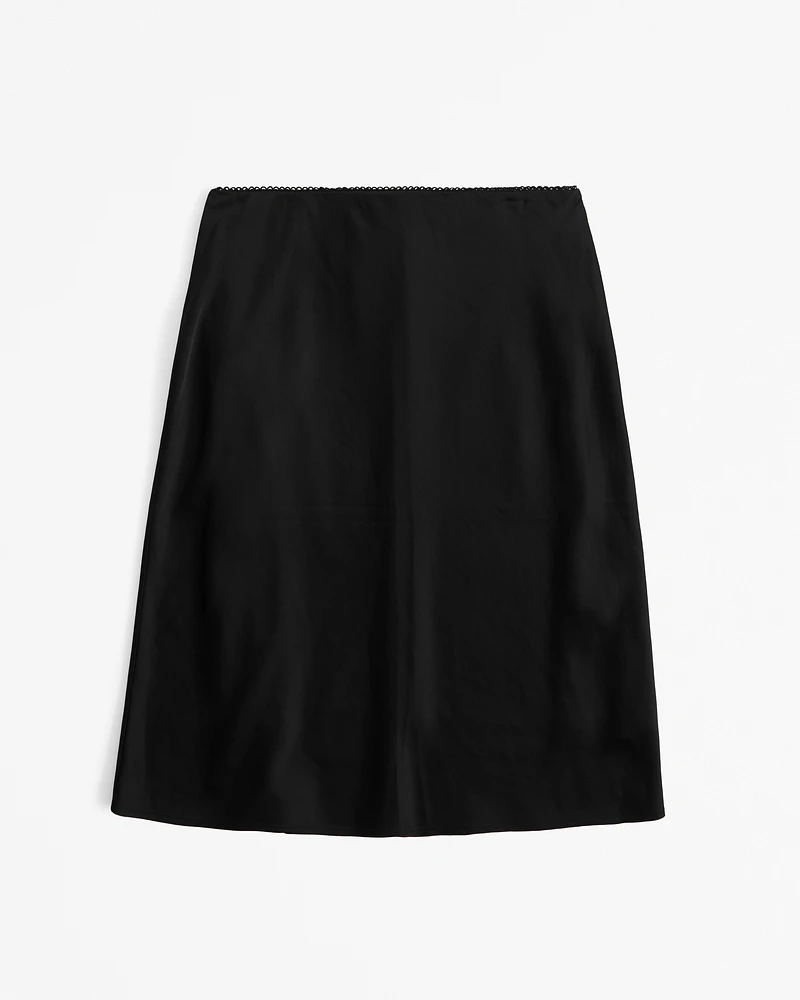 Mid Rise Satin Pencil Skirt