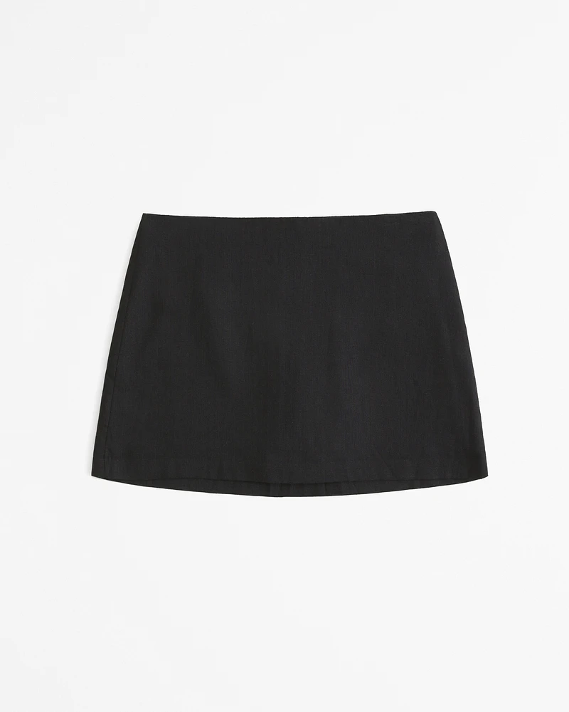 The A&F Scarlett Mid Rise Linen-Blend Mini Skort