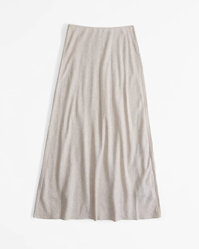 Mid Rise Linen-Blend Maxi Skirt