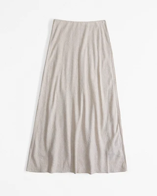 Mid Rise Linen-Blend Maxi Skirt