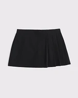 Mid Rise Pleated Wrap Mini Skort