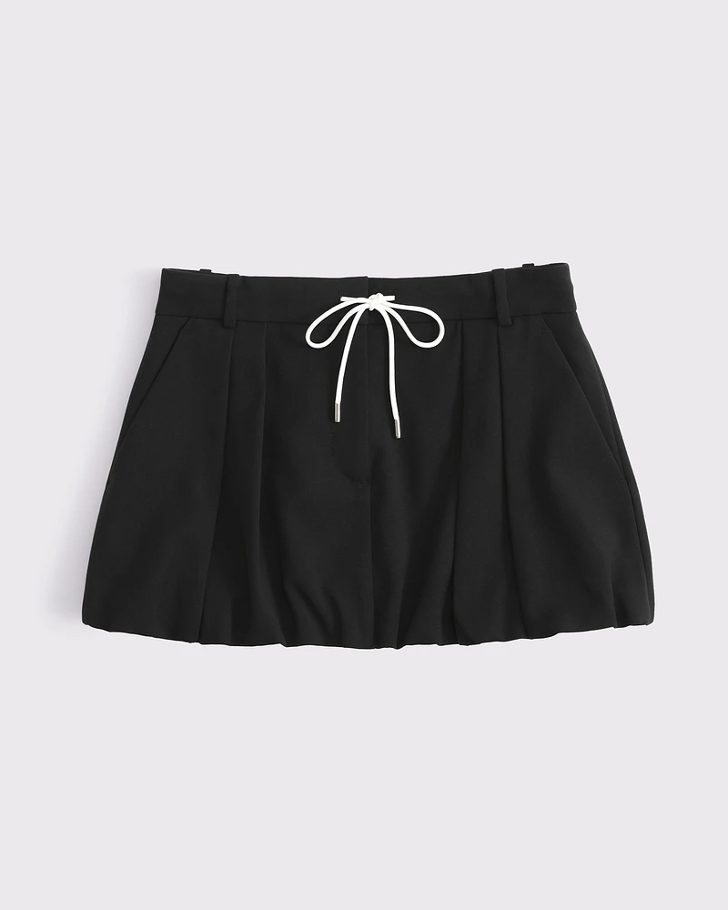 Mid Rise Bubble Hem Mini Skort