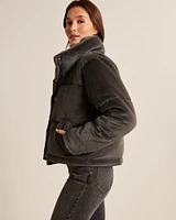 A&F Faux Fur Mini Puffer
