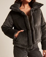 A&F Faux Fur Mini Puffer