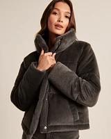 A&F Faux Fur Mini Puffer