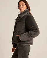 A&F Faux Fur Mini Puffer