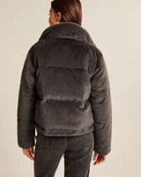 A&F Faux Fur Mini Puffer