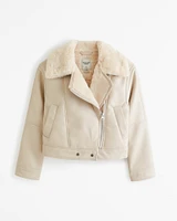 Vegan Leather Shearling Biker Jacket