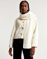 Removable Scarf Double-Cloth Wool-Blend Jacket