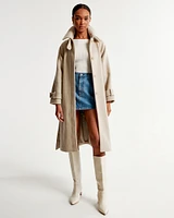 Wool-Blend Funnel Neck Coat