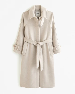 Wool-Blend Funnel Neck Coat