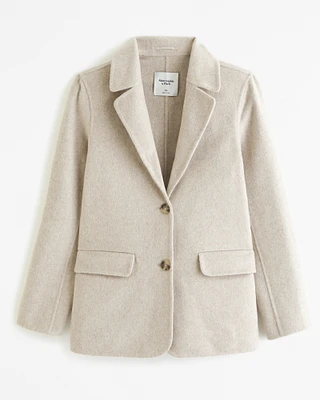 Double-Cloth Wool-Blend Blazer Coat