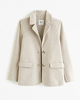 Double-Cloth Wool-Blend Blazer Coat