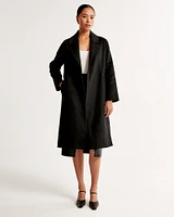 Wool-Blend Belted Blanket Coat