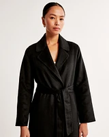 Wool-Blend Belted Blanket Coat